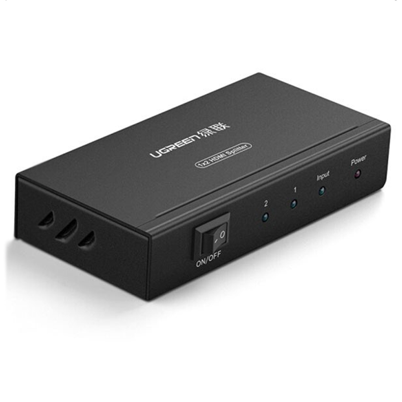 Разветвитель UGREEN (40201) 1x2 HDMI сплиттер с 5V 2A питанием чёрный