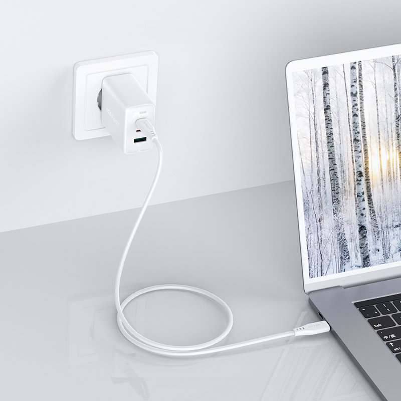Сетевое зарядное устройство Acefast A13 65W 2 x USB-C + 1 x USB-A с кабелем USB-C белое (AF-A13-WH)