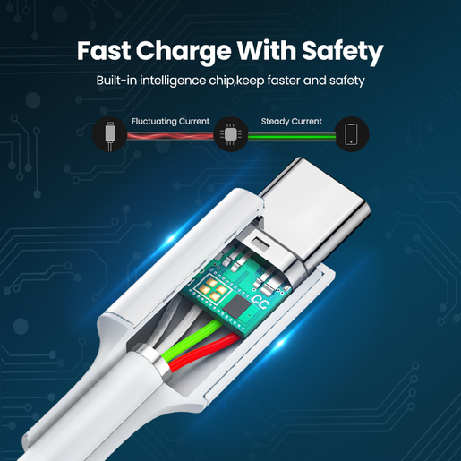 Кабель UGREEN US264 (60520) USB-C Male 3A 60W - 2м белый