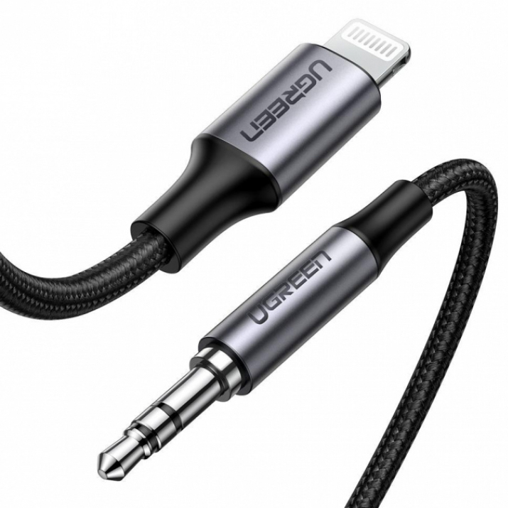 Кабель Ugreen US315 Lightning to 3.5 mm  Audio Cable (2 метра) чёрный (70862)