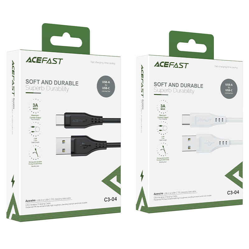 Кабель Acefast C3-04 USB-A to USB-C Charging Data Cable (1,2 метра) чёрный (AF-C3-04-BK)