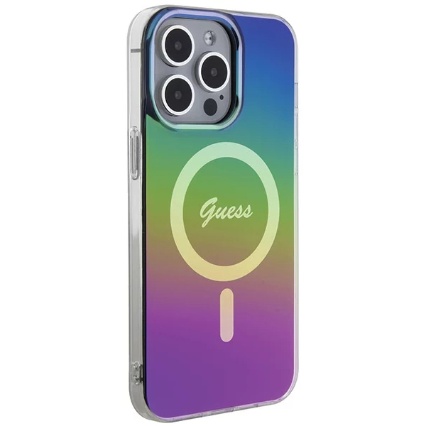 Чехол CG Mobile Guess IML Iridescent MagSafe для iPhone 15 Pro чёрный градиент