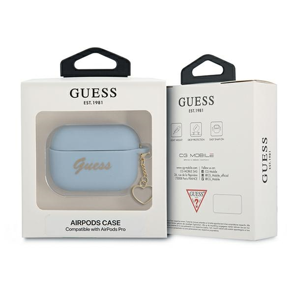 Чехол CG Mobile Guess Silicone Script Logo Heart Charm для AirPods Pro 2 (2022) голубой