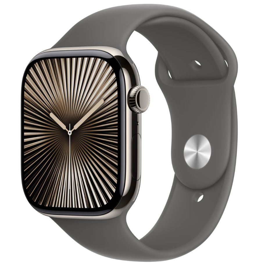 Умные часы Apple Watch Series 10 46 мм, GPS, титан серебристый, спортивный ремешок серый камень S/M