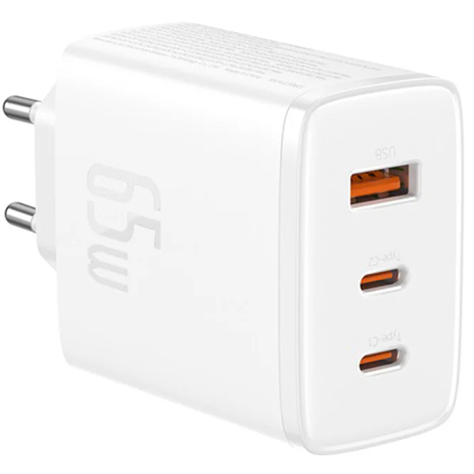 Сетевое зарядное устройство Baseus Cube Pro 3 Ports Fast Charger USB + 2 x USB-C 65W белое (P10152301213-00)