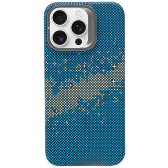Чехол Guardi Carbon Design Magsafe для iPhone 16 Pro Max серо-синий (Galaxy Blue)