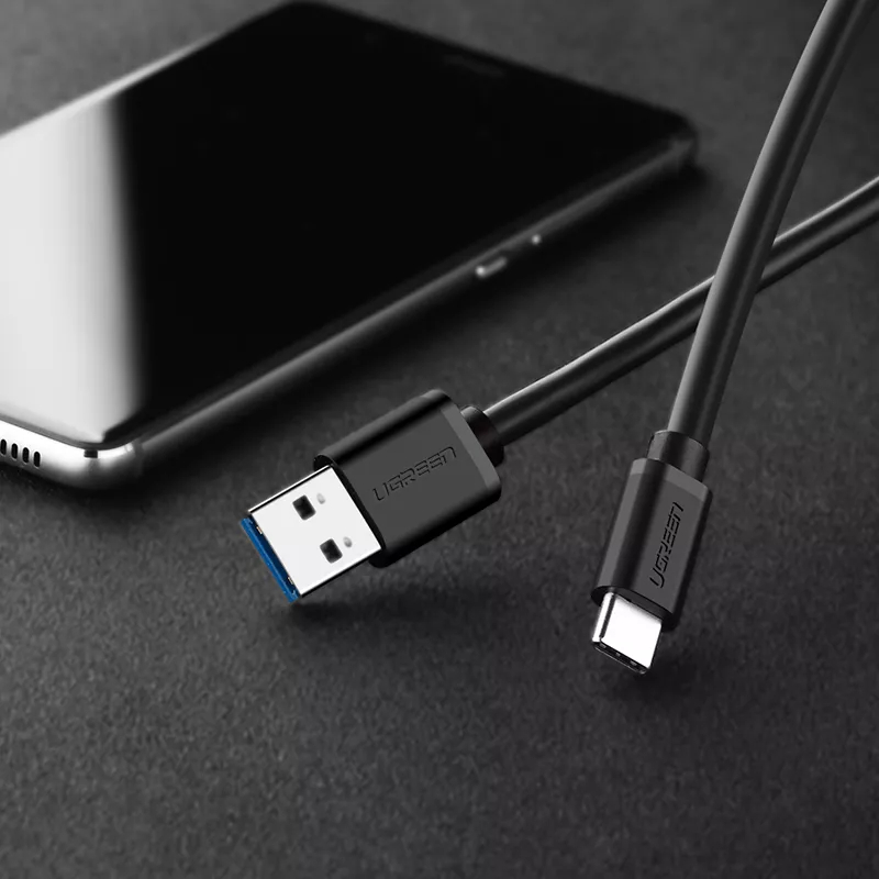 Кабель UGREEN US184 (20883) USB-A 3.0 Male to Type-C Male Cable Nickel Plating (1,5 метра) чёрный