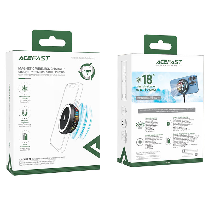 Беспроводное зарядное устройство с охлаждающей системой Acefast E2 Cooling Wireless Charger (AF-E2-BK)