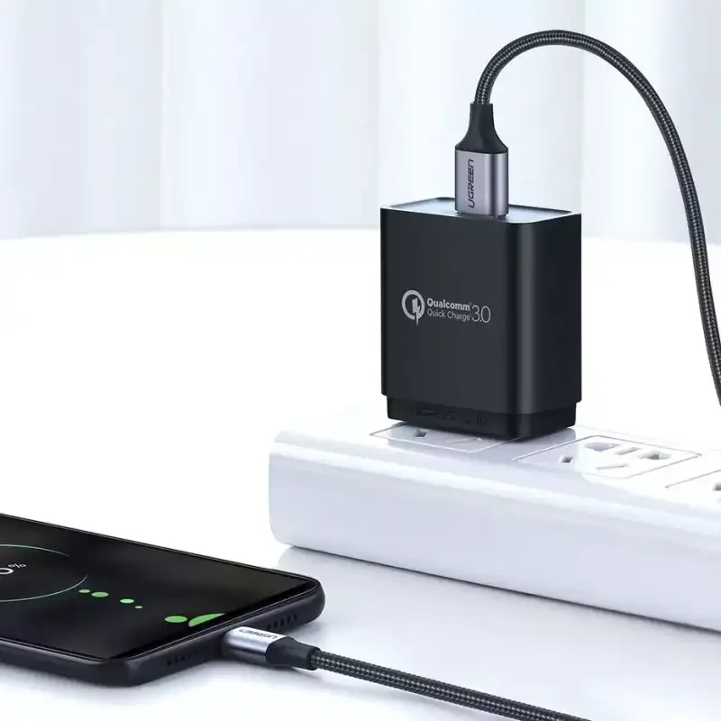 Кабель Ugreen US290 (60144) USB — micro-USB Cable (25 сантиметров) чёрный