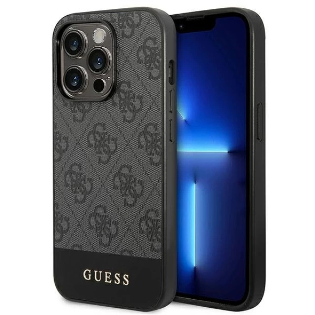 Чехол CG Mobile Guess 4G Stripe Metal Logo Hard для iPhone 14 Pro серый