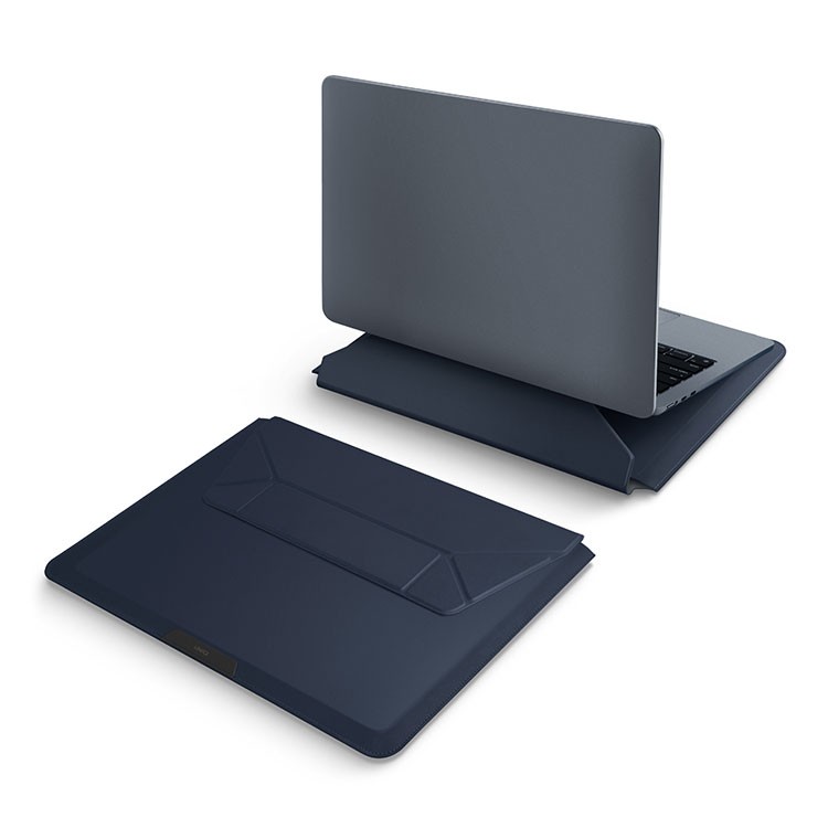 Чехол Uniq Oslo V.2 PU leather Magnetic Laptop sleeve/foldable stand для ноутбуков 14" Navy Blue
