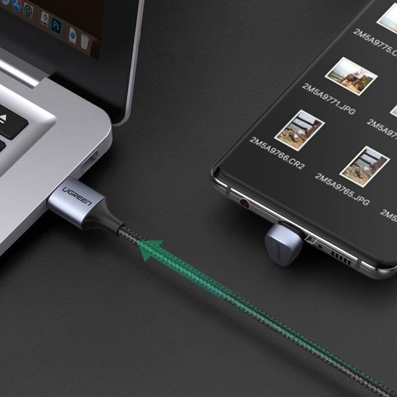 Кабель Ugreen US311 USB-A to USB-C Angled Cable (1 метр) чёрный (70313)