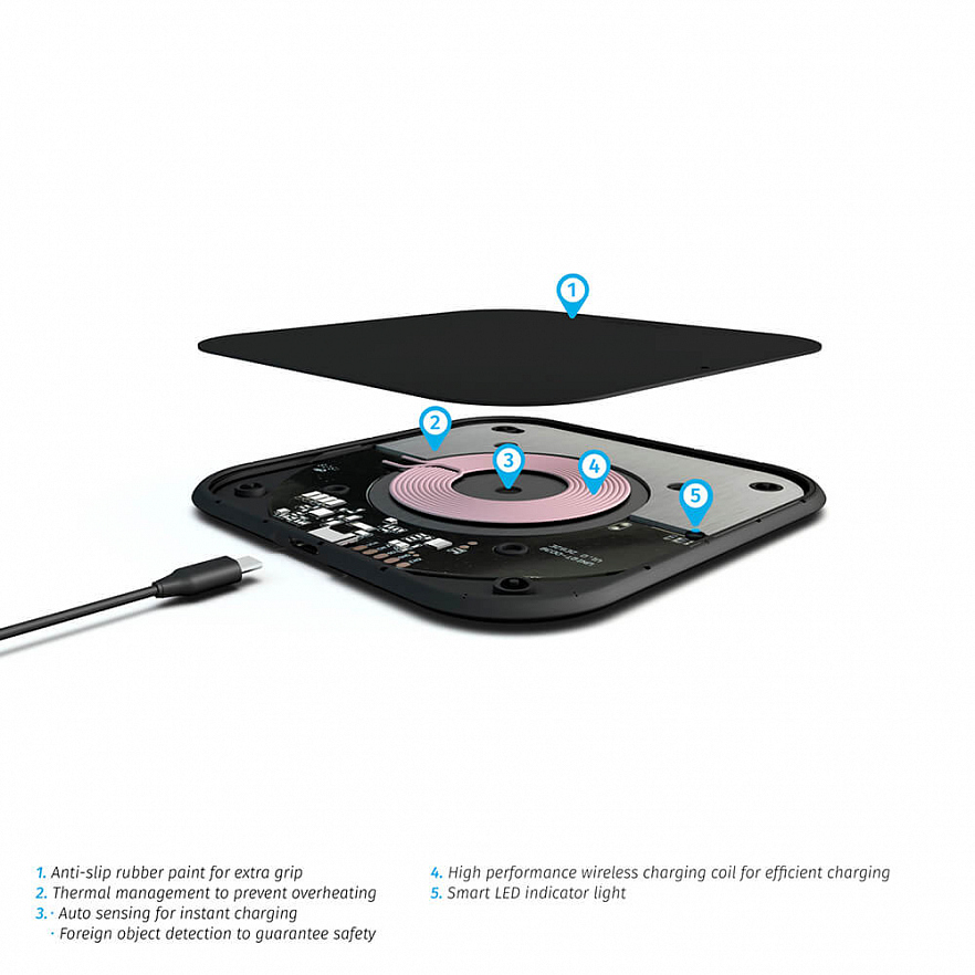 Беспроводная зарядка ZENS Aluminium Single Wireless Charger 10W Twin Pack чёрная (2 беспроводные зарядки)