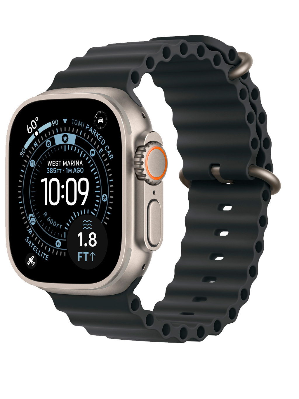 Часы Apple Watch Ultra 3 Natural 49 мм Ocean Band черный ремешок