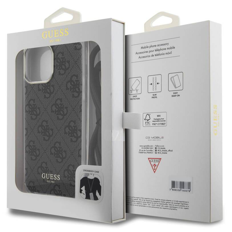 Чехол CG Mobile Guess 4G Printed Crossbody для iPhone 15 Pro Max чёрный