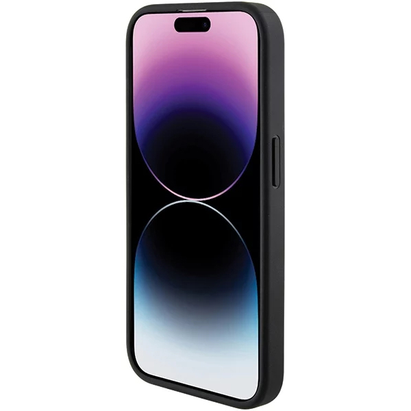 Чехол CG Mobile Guess Grip Stand PU 4G Triangle Diamond Metal Logo для iPhone 15 Pro Max чёрный