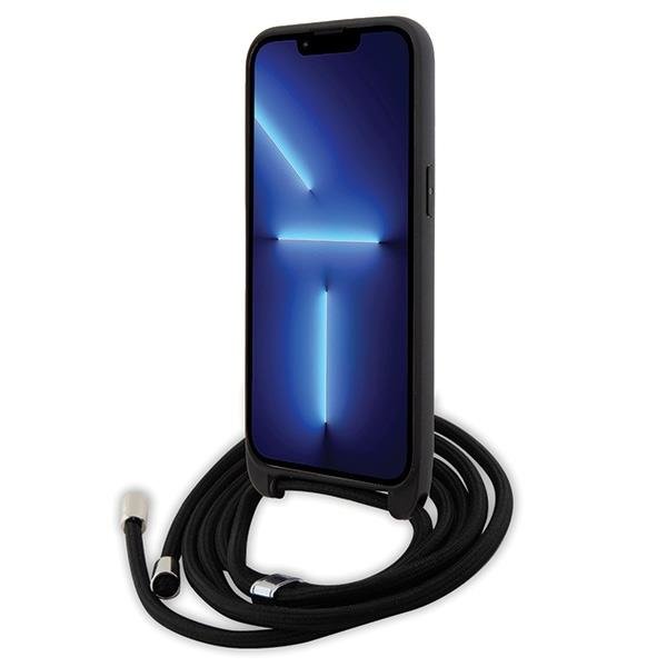 Lagerfeld для iPhone 15 Pro Max чехол Crossbody PU Saffiano NFT Karl & Choupette Metal Hard Black
