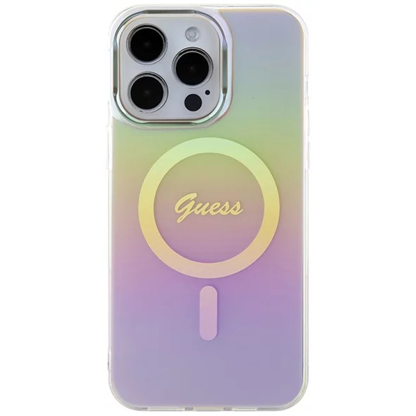 Чехол CG Mobile Guess IML Iridescent MagSafe для iPhone 15 Pro розовый градиент