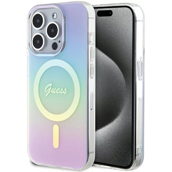 Чехол CG Mobile Guess IML Iridescent MagSafe для iPhone 15 Pro фиолетовый градиент