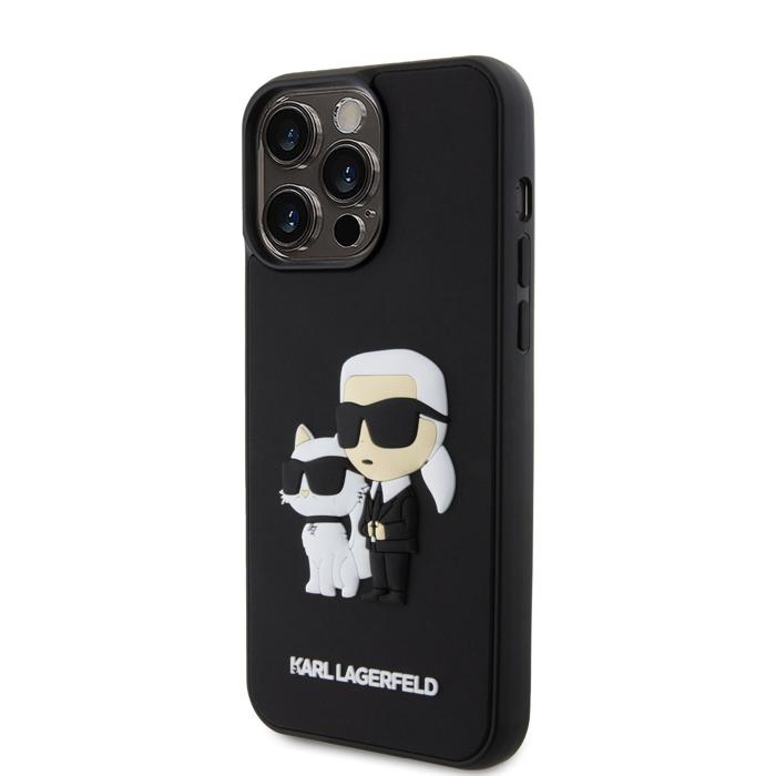 Lagerfeld для iPhone 15 Pro Max чехол 3D Rubber Karl & Choupette Hard Black