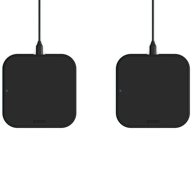 Беспроводная зарядка ZENS Aluminium Single Wireless Charger 10W Twin Pack чёрная (2 беспроводные зарядки)