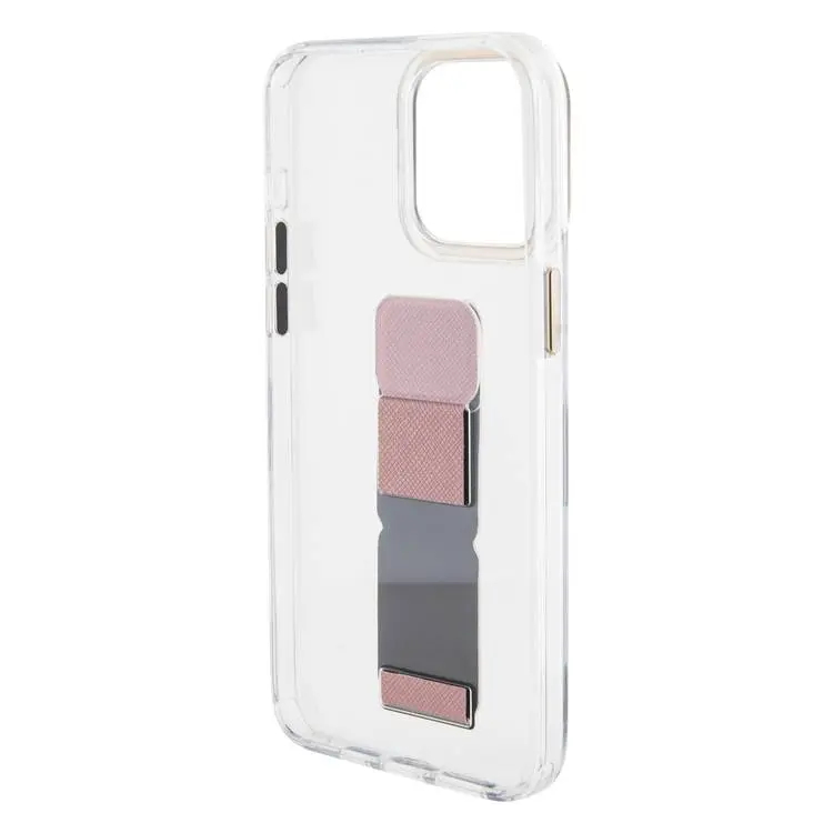 Чехол CG Mobile Guess Grip Stand Clear Case 4G Logo для iPhone 15 Pro прозрачный / розовый