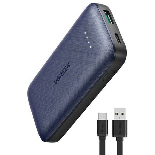 Внешний аккумулятор Ugreen PB163 Power Bank PD 20W 20000 мАч (со встроенным кабелем Lightning) синий (10400)