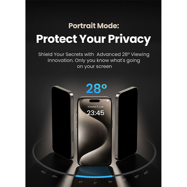 Защитное стекло Ugreen SP409 Privacy Screen Tempered Protective Film для iPhone 15 Pro чёрное (25622)
