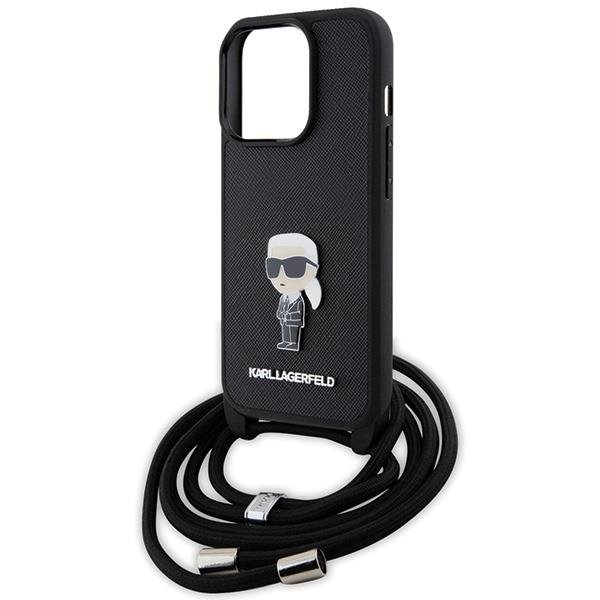 Чехол CG Mobile Lagerfeld Crossbody Saffiano для iPhone 15 Pro чёрный