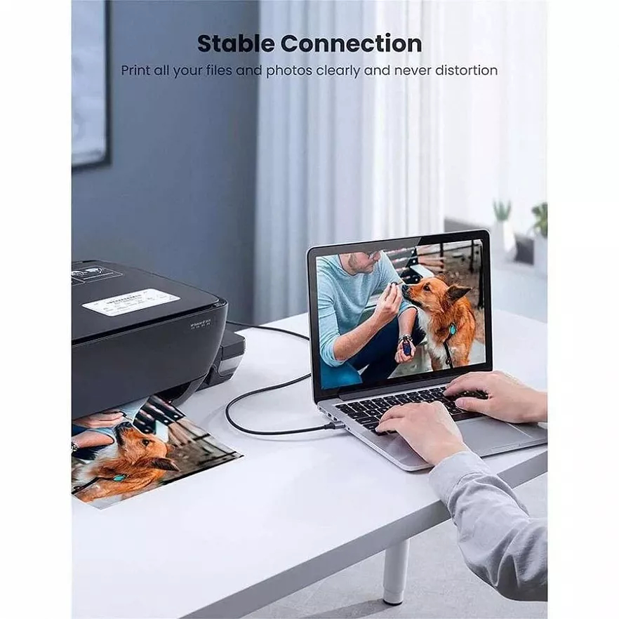 Кабель Ugreen US369 USB-A to USB-B 2.0 (5 метров) чёрный / серый космос (90560)