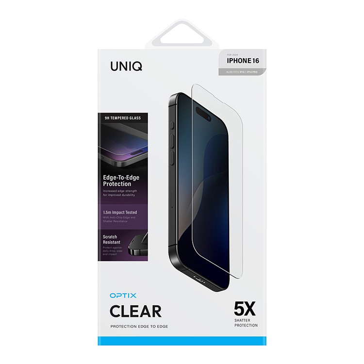 Защитное стекло Uniq OPTIX Clear (+installer) для iPhone 16