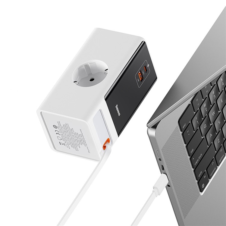Сетевое зарядное устройство Baseus PowerCombo Digital PowerStrip 65W (APP Control) белое (PSLR000602)