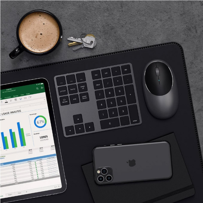 Беспроводной блок клавиатуры Satechi Aluminum Extended Keypad (ST-XLABKM) серый космос
