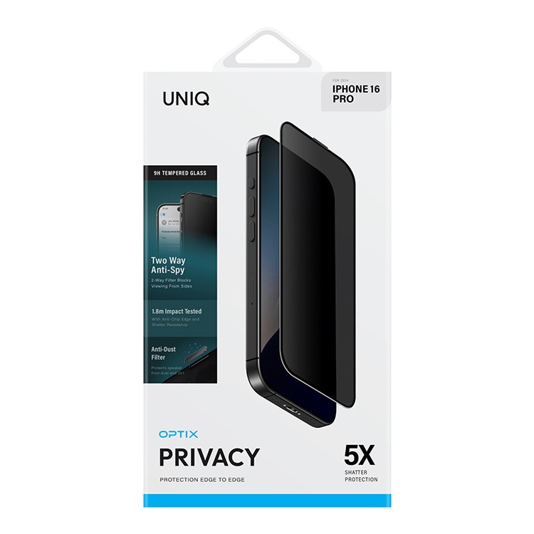 Защитное стекло Uniq OPTIX Privacy Clear/Black (+installer) для iPhone 16 Pro