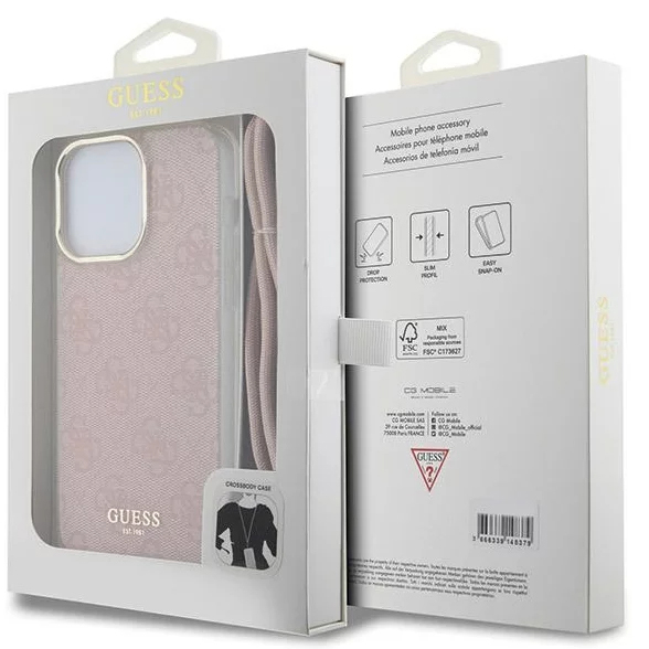 Чехол CG Mobile Guess 4G Printed Crossbody для iPhone 15 Pro Max розовый