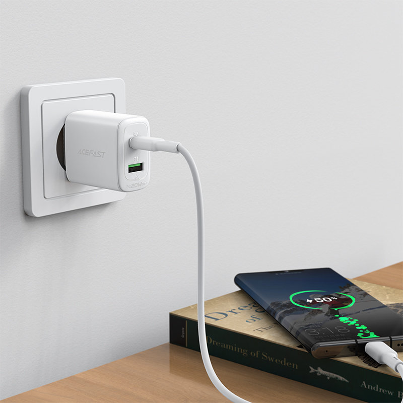 Сетевое зарядное устройство Acefast A25 USB Type-C / USB 20W Wall Charger белое (AF-A25-WH) 