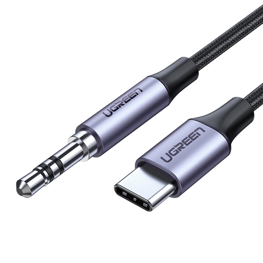 Кабель Ugreen AV143 USB-C to Audio Cable 3.5 mm (1 метр) серый (30633)