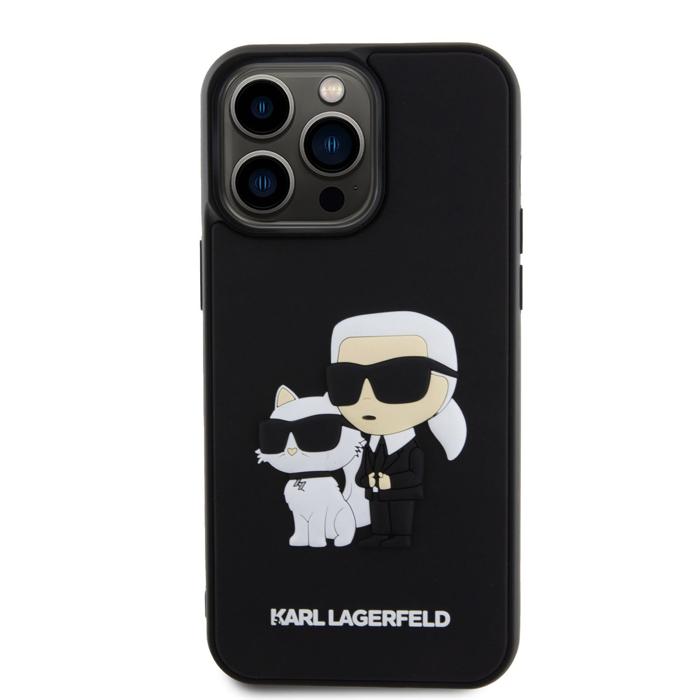 Lagerfeld для iPhone 15 Pro Max чехол 3D Rubber Karl & Choupette Hard Black