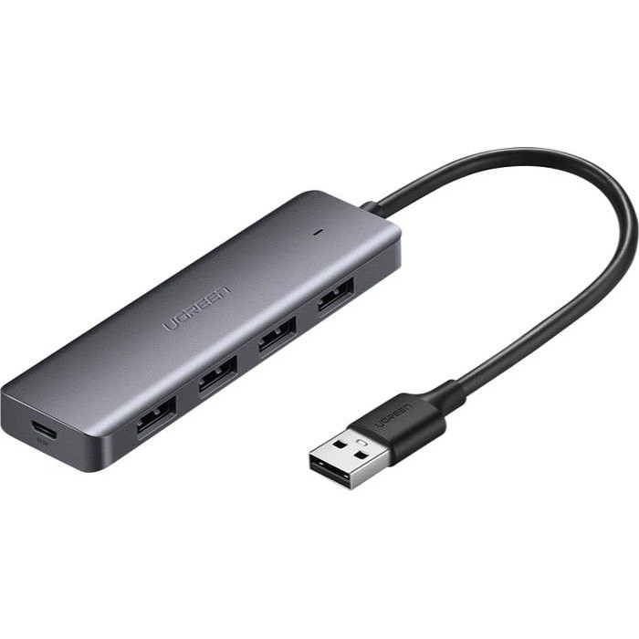 USB Хаб Ugreen CM219 (50985) 4-Port USB3.0 Hub with USB-C Power Supply серый