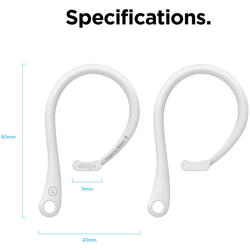 Крепления Elago EarHook для AirPods (все модели) Белые (White)