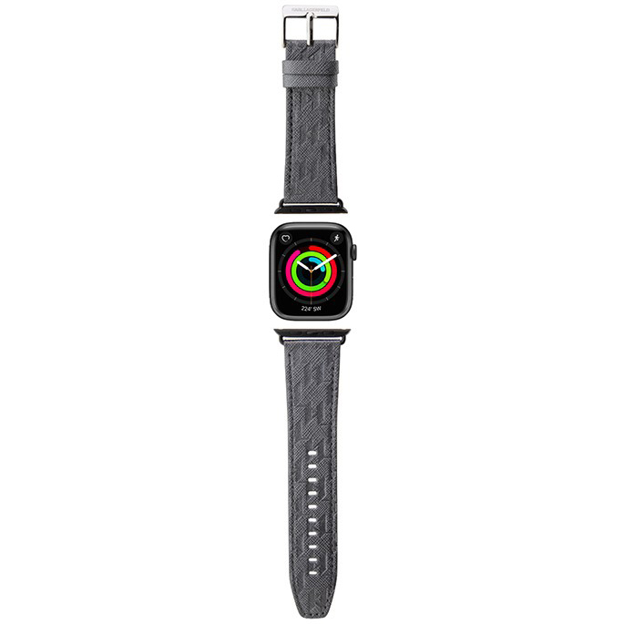 Ремешок CG Mobile Lagerfeld PU Saffiano Monogram для Apple Watch 42/44/45 мм серебристый