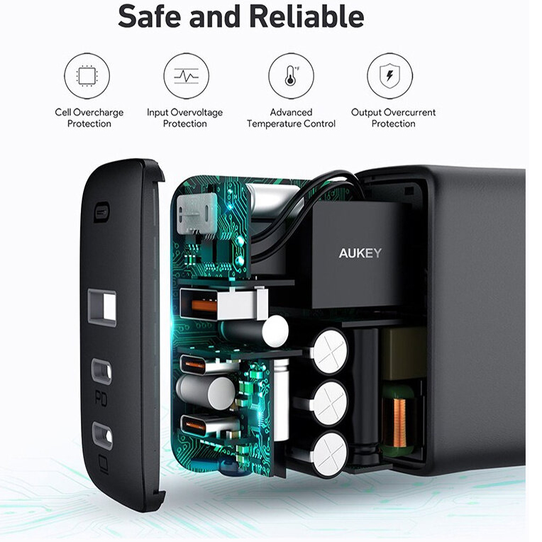 Сетевое зарядное устройство Aukey Omnia 90W 3-Port Charger чёрное 