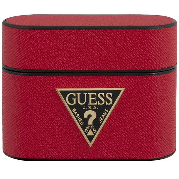 Чехол Guess Saffiano PU Leather Case Metal Logo для AirPods Pro красный
