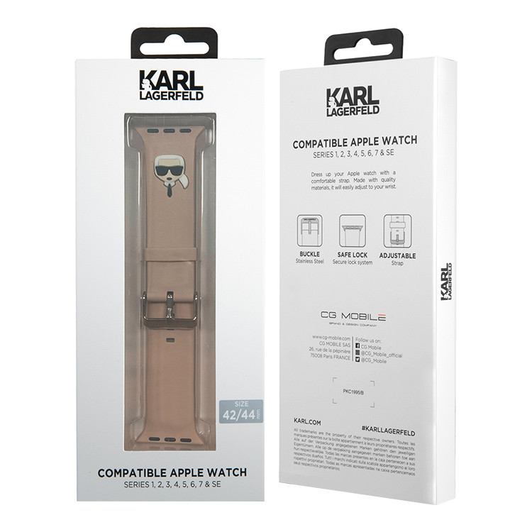 Ремешок CG Mobile Lagerfeld Silicone Karl Head для Apple Watch 42/44/45 мм розовый