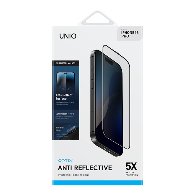 Защитное стекло Uniq OPTIX Anti-Reflective Clear/Black (+installer) для iPhone 16 Pro