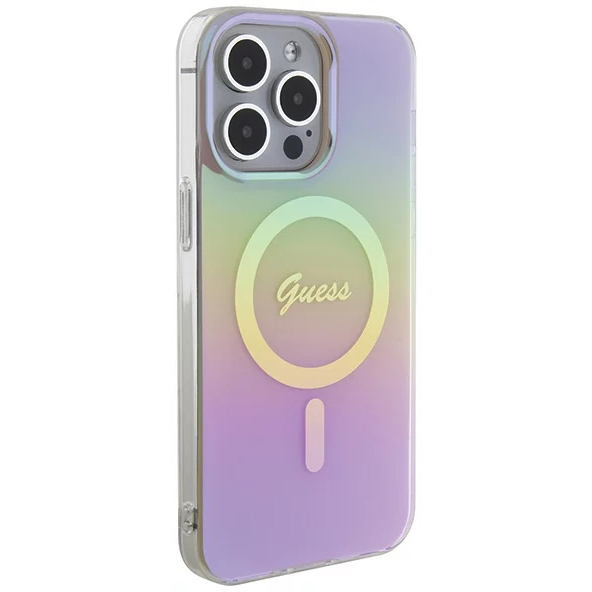 Чехол CG Mobile Guess IML Iridescent MagSafe для iPhone 15 Pro розовый градиент