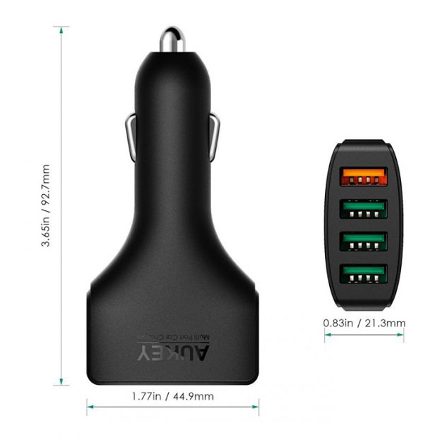 Автомобильное зарядное устройство Aukey 4 x USB 54 Вт QC 3.0 (CC-T9)