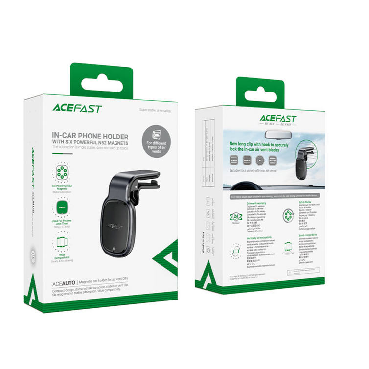 Автомобильный держатель Acefast D16 Car Mount Magnetic Holder чёрный (AF-D16-GY)
