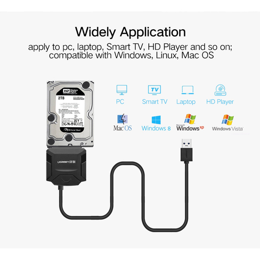 Конвертер Ugreen CR108 (20611) USB - SATA для жестких дисков