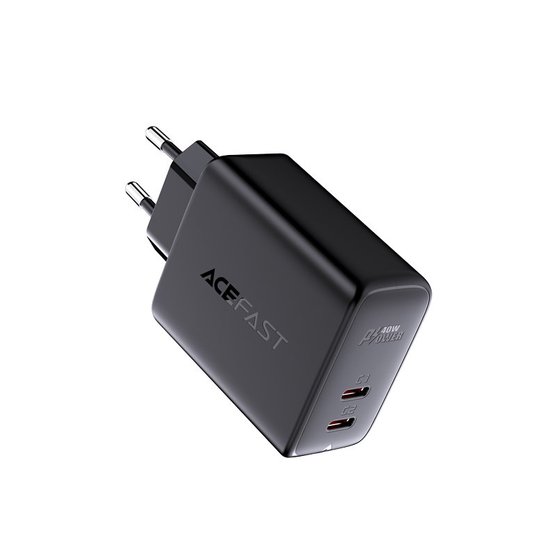 Сетевое зарядное устройство Acefast A9 2 x USB Type-C 40W PD Wall Charger чёрное (AF-A9-BK)